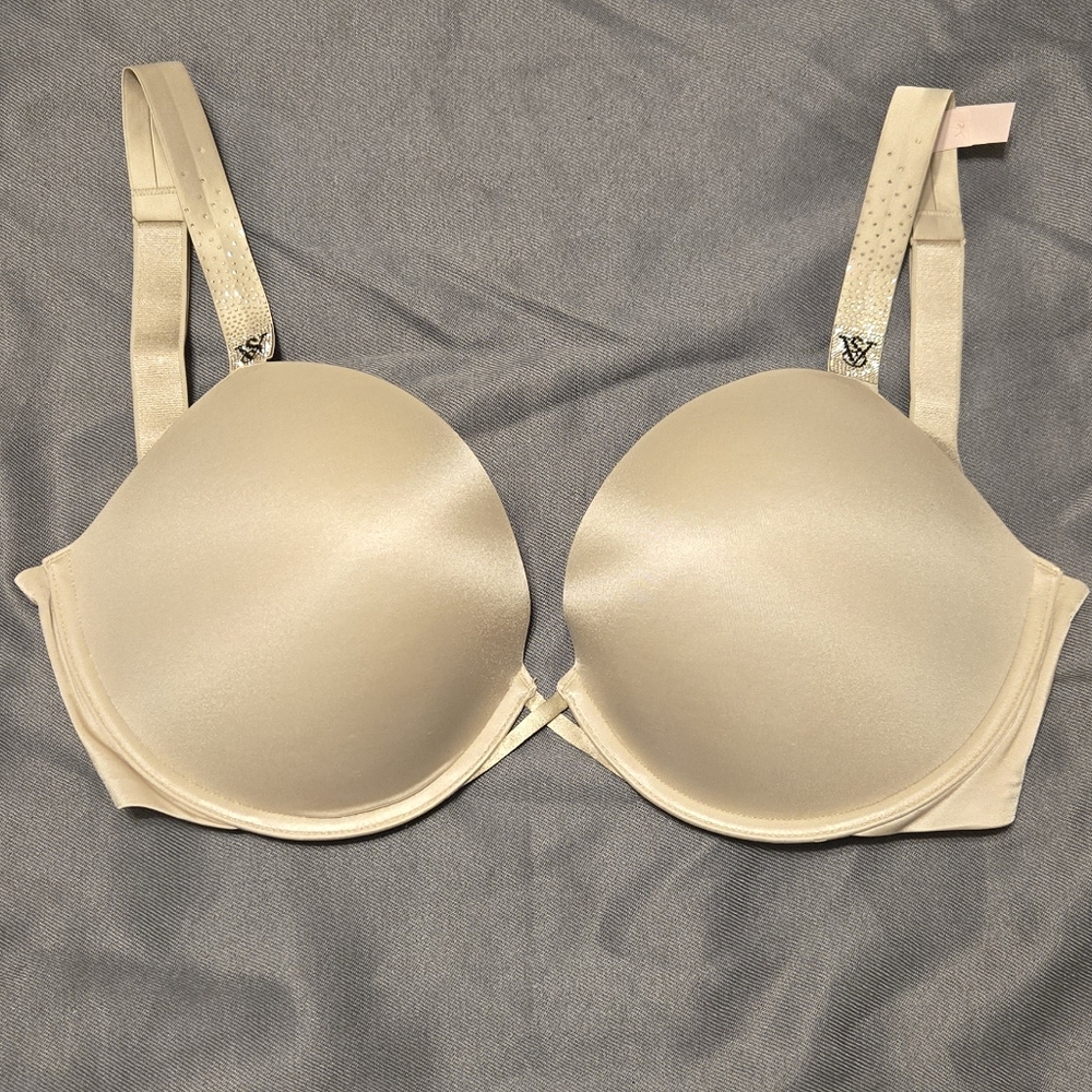 Victoria's Secret 32G Pushup Bra Scattered Shine Strap Classic Sandstone NWT